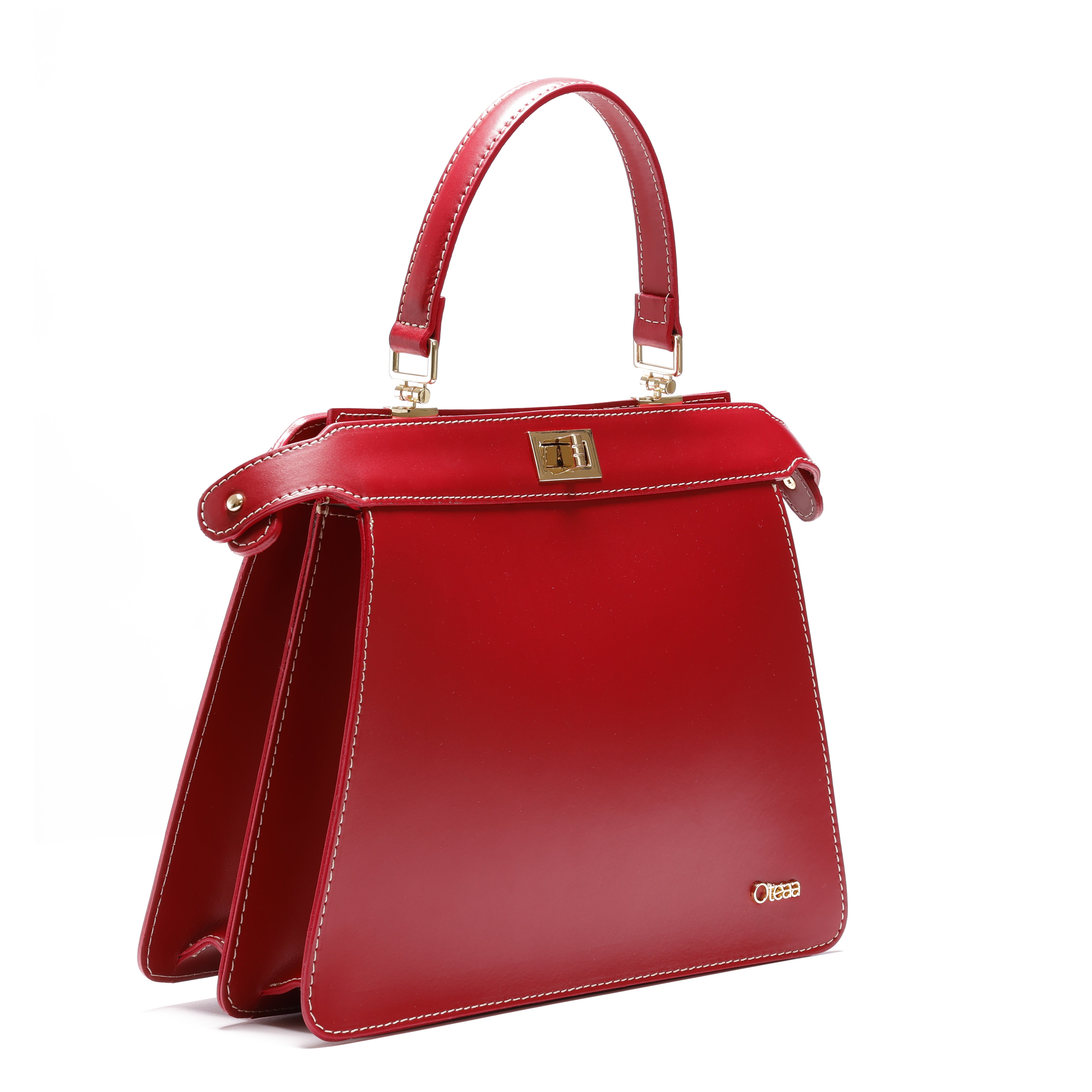 Cloe Red Trapezoid Handbag