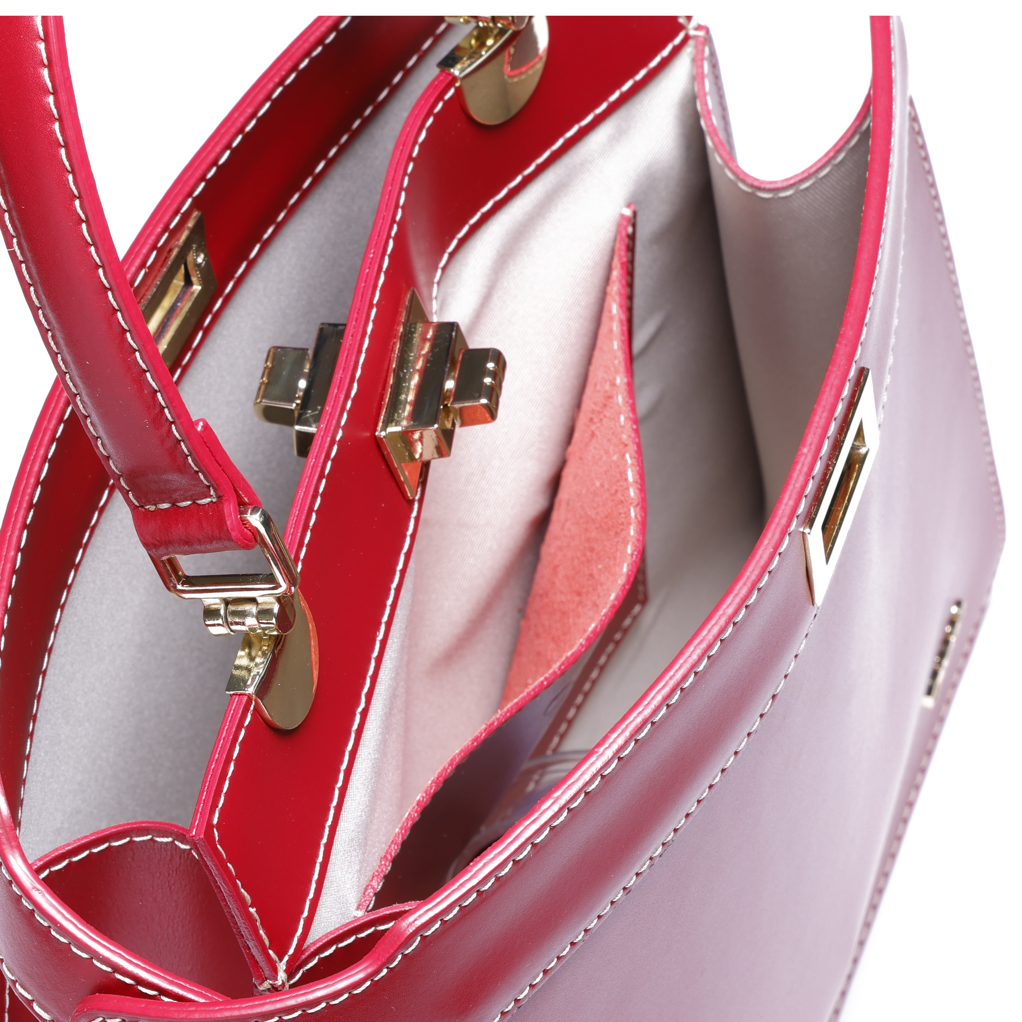 Cloe Red Trapezoid Handbag