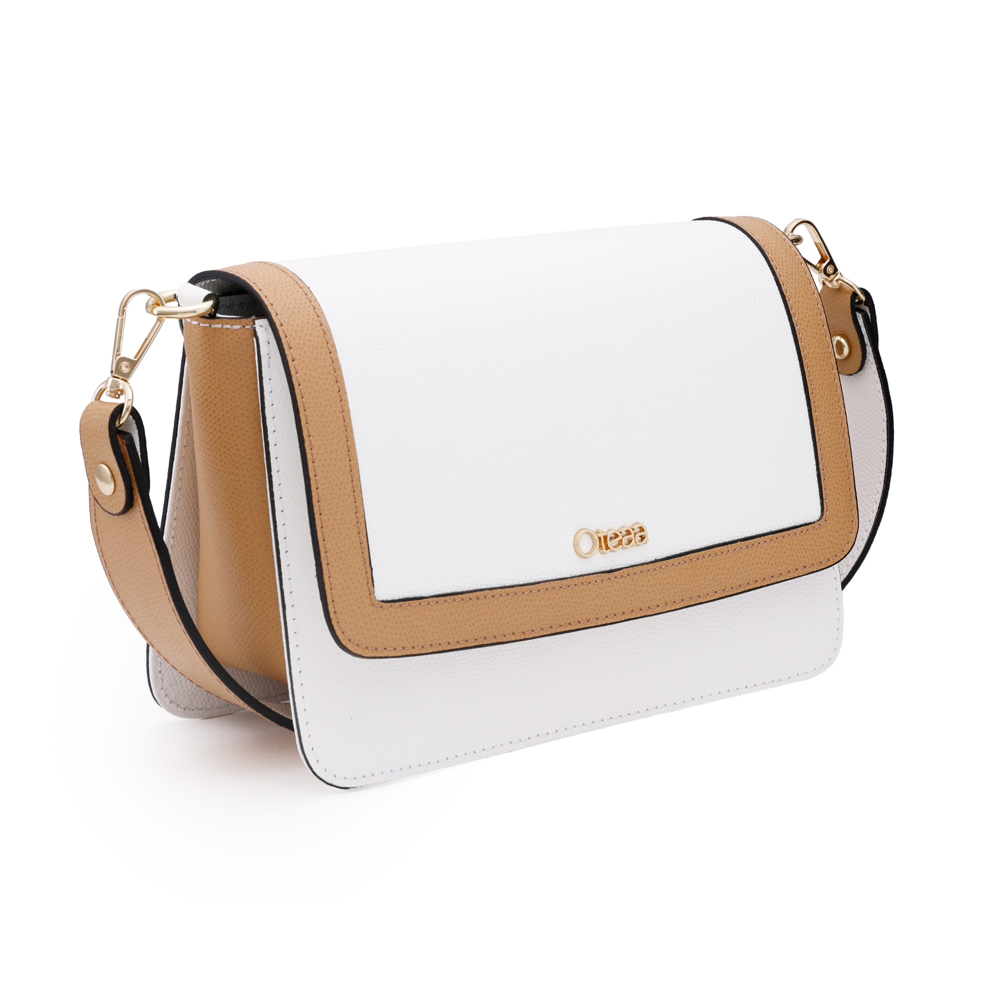 Bolso Dafne Bandolera Piel Blanca Camel Cuero