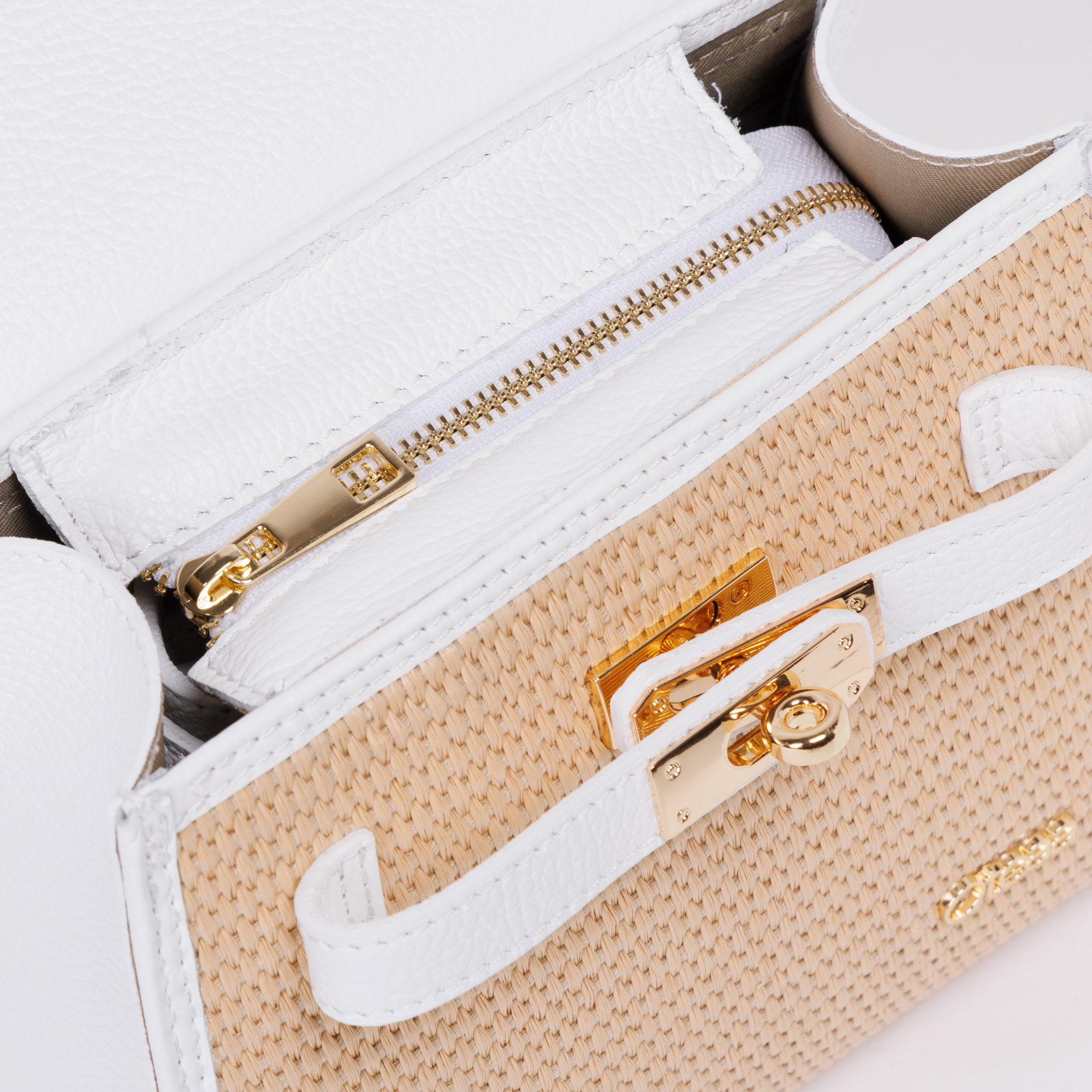 Bolso de Mano Gaia Blanco Mimbre