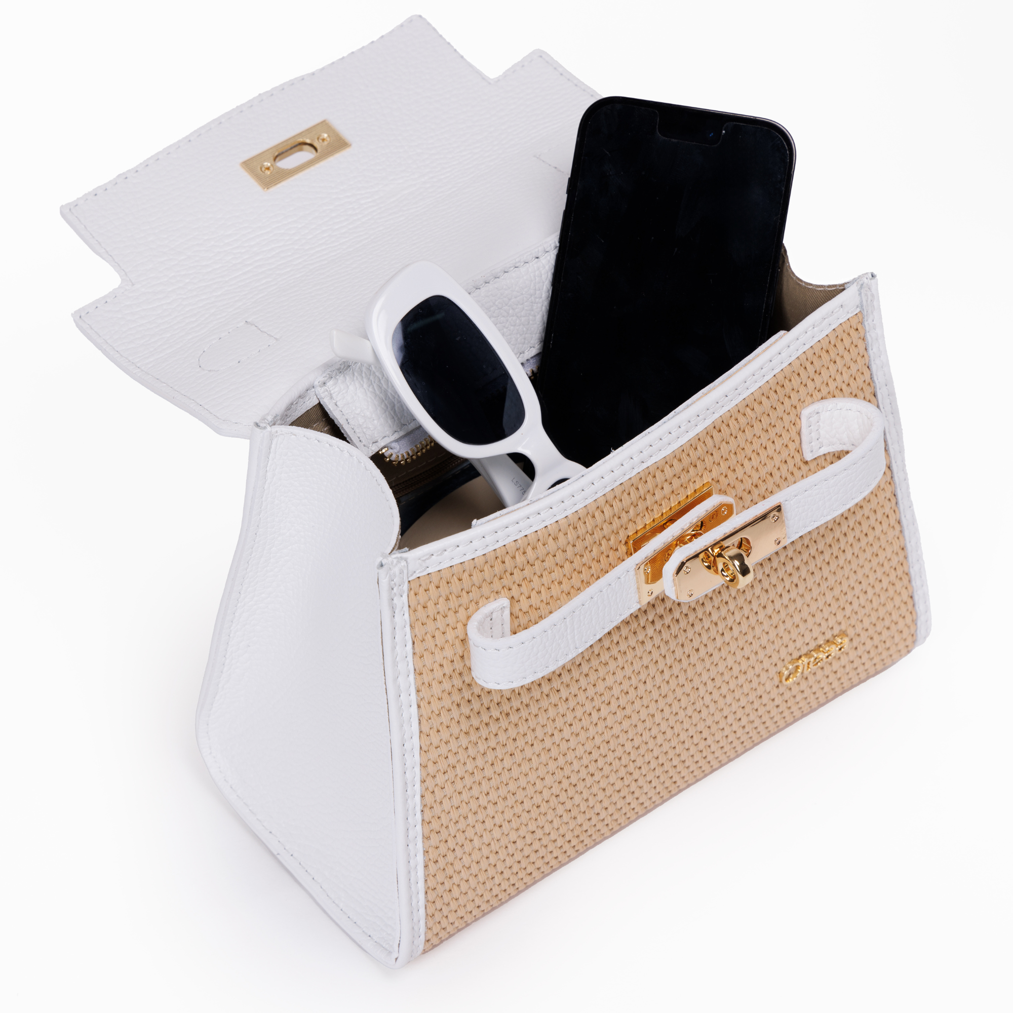 Bolso de Mano Gaia Blanco Mimbre