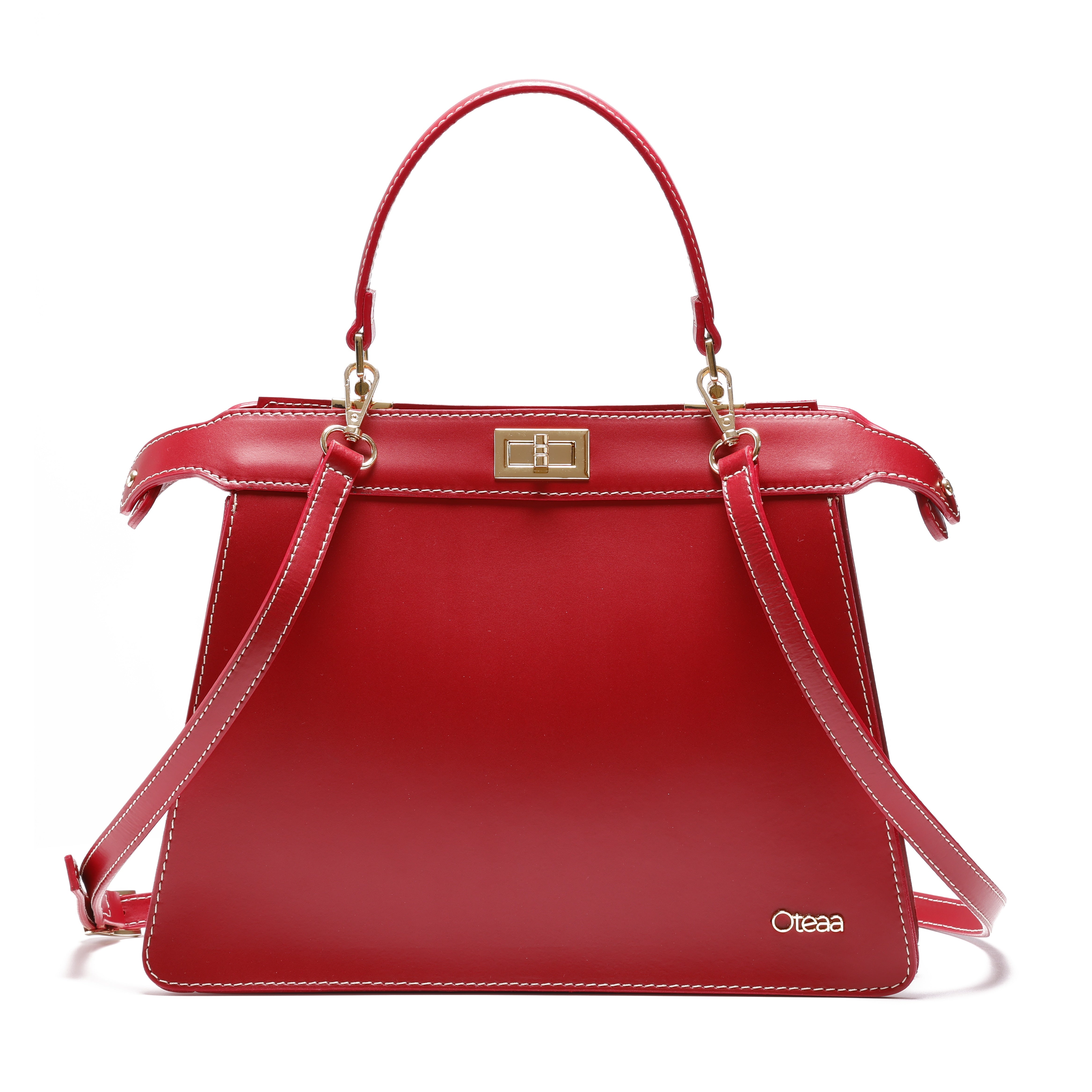 Cloe Red Trapezoid Handbag