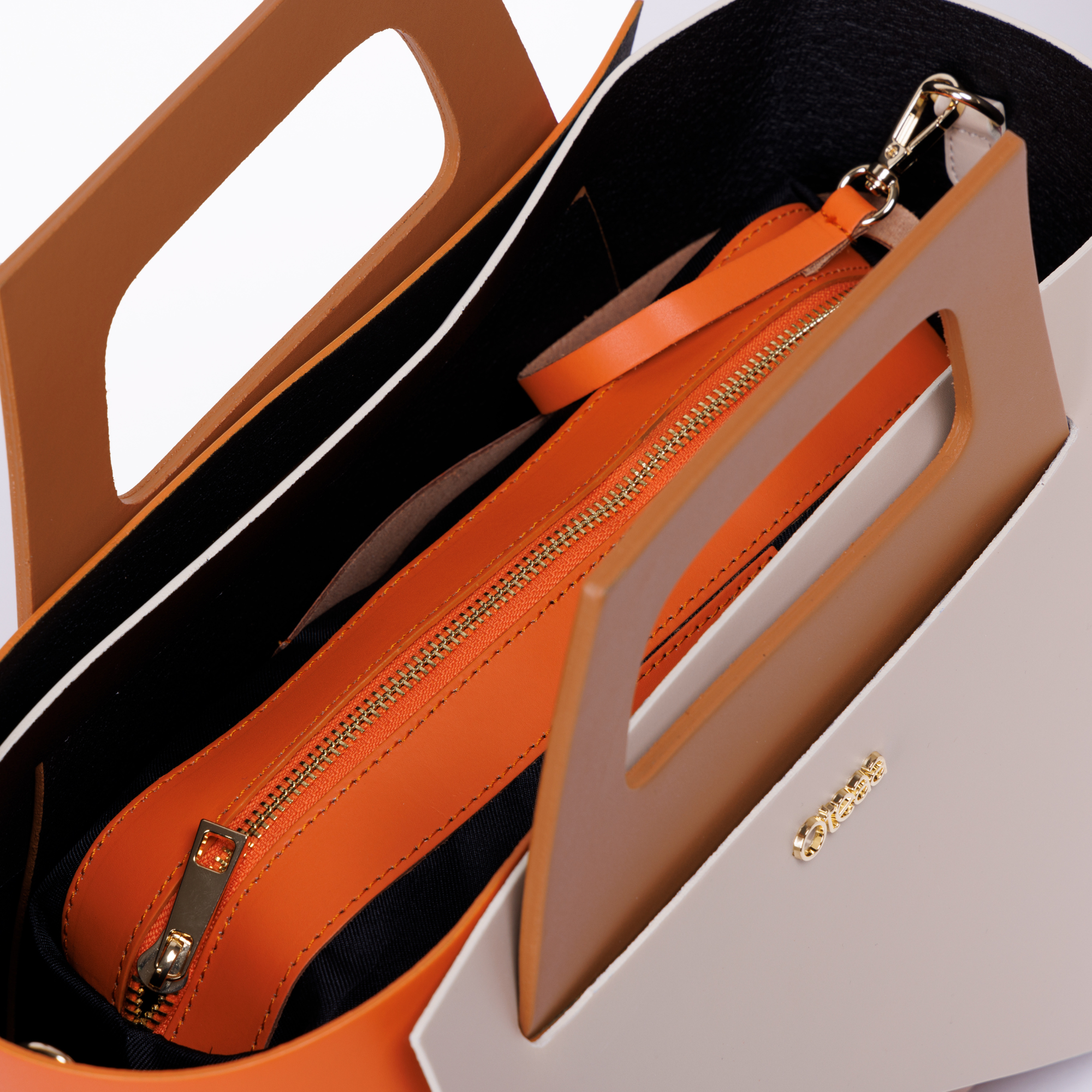 Handbag Leather Trikampis Orange