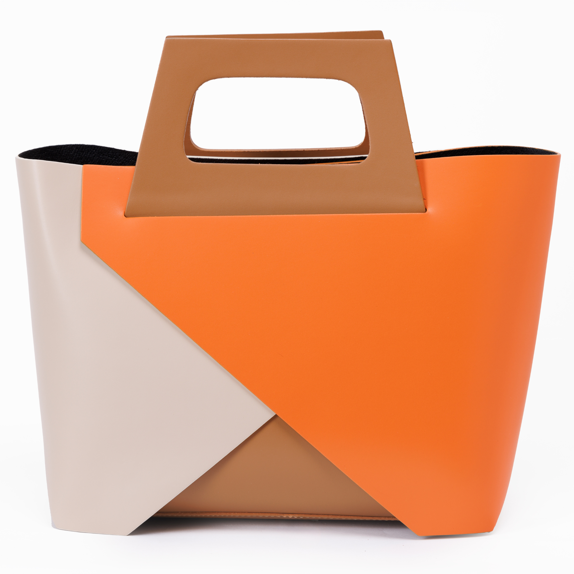 Handbag Leather Trikampis Orange