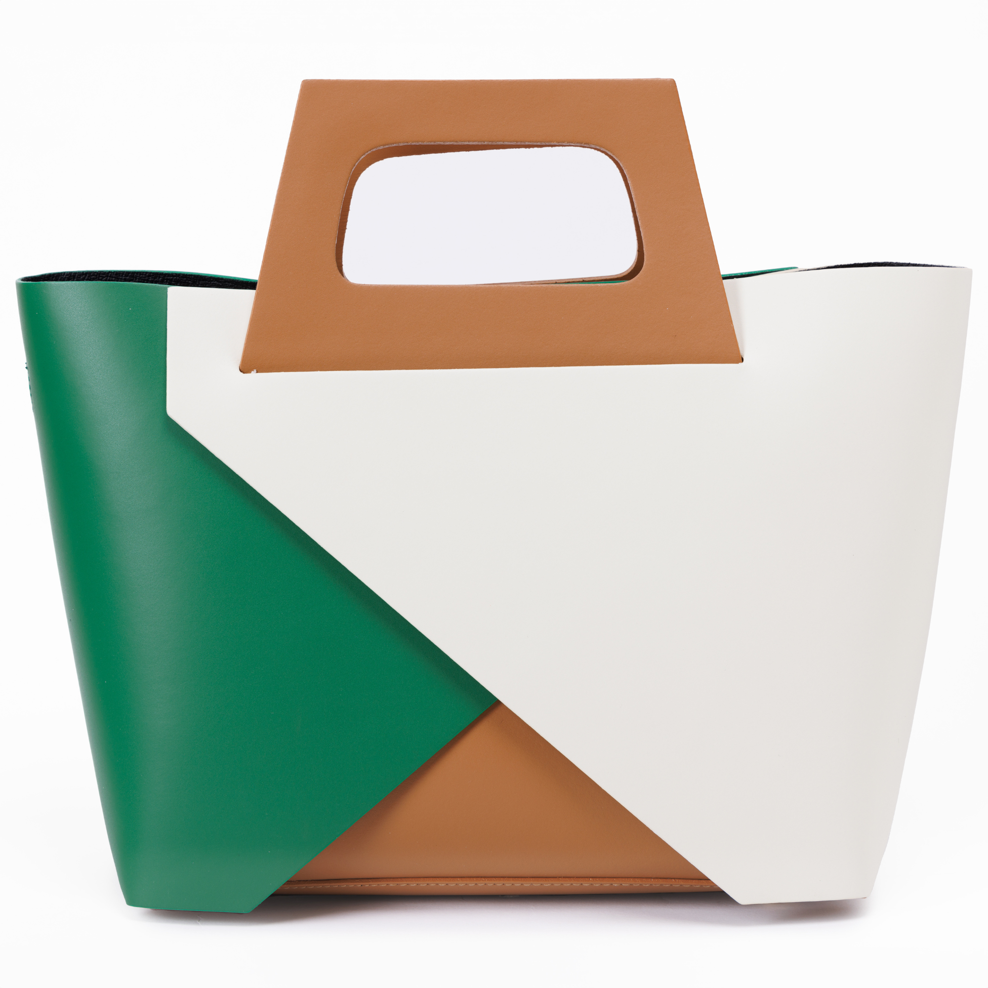 Trapezoid Handbag Trikampis Leather Green