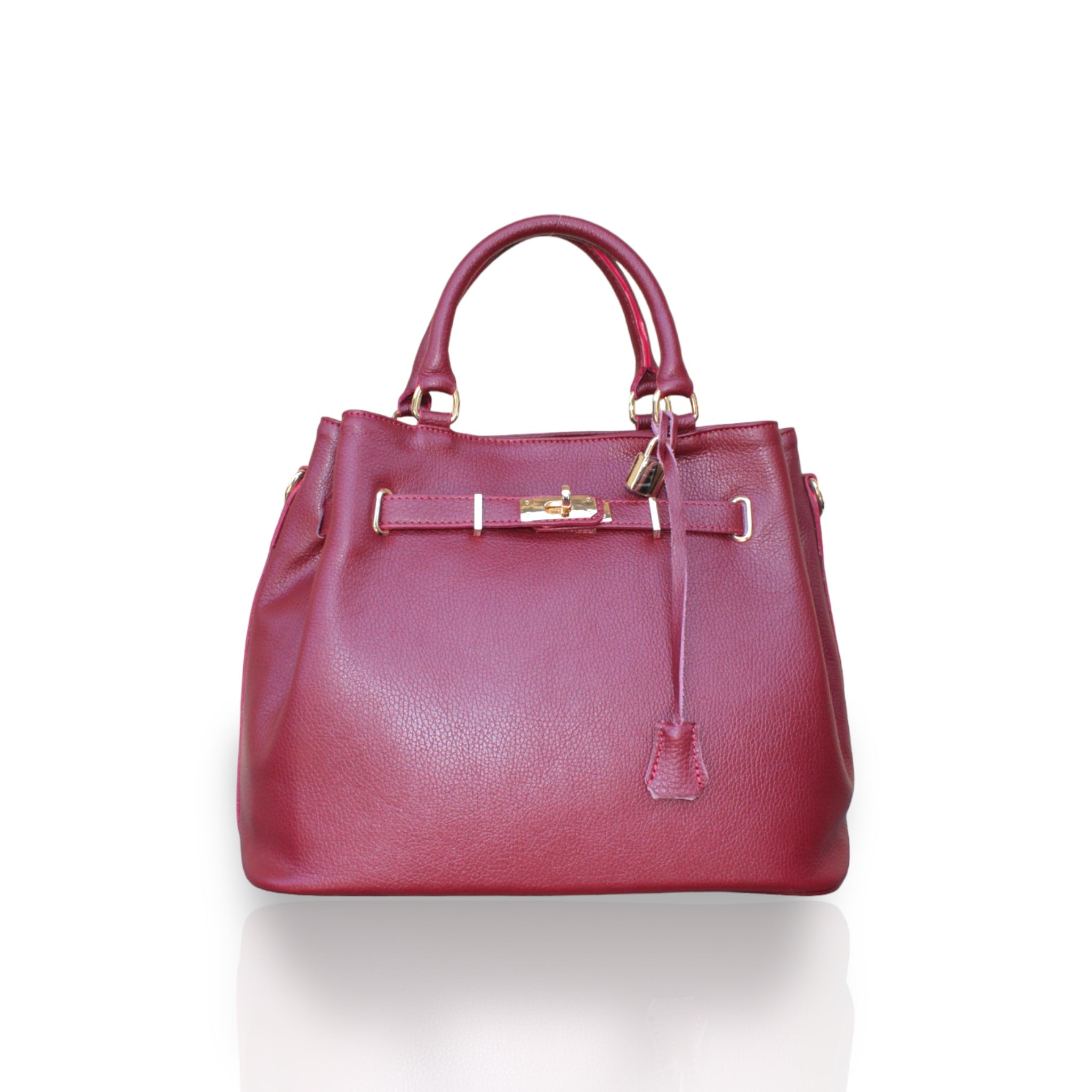Borsa in Pelle Flower Bordeaux
