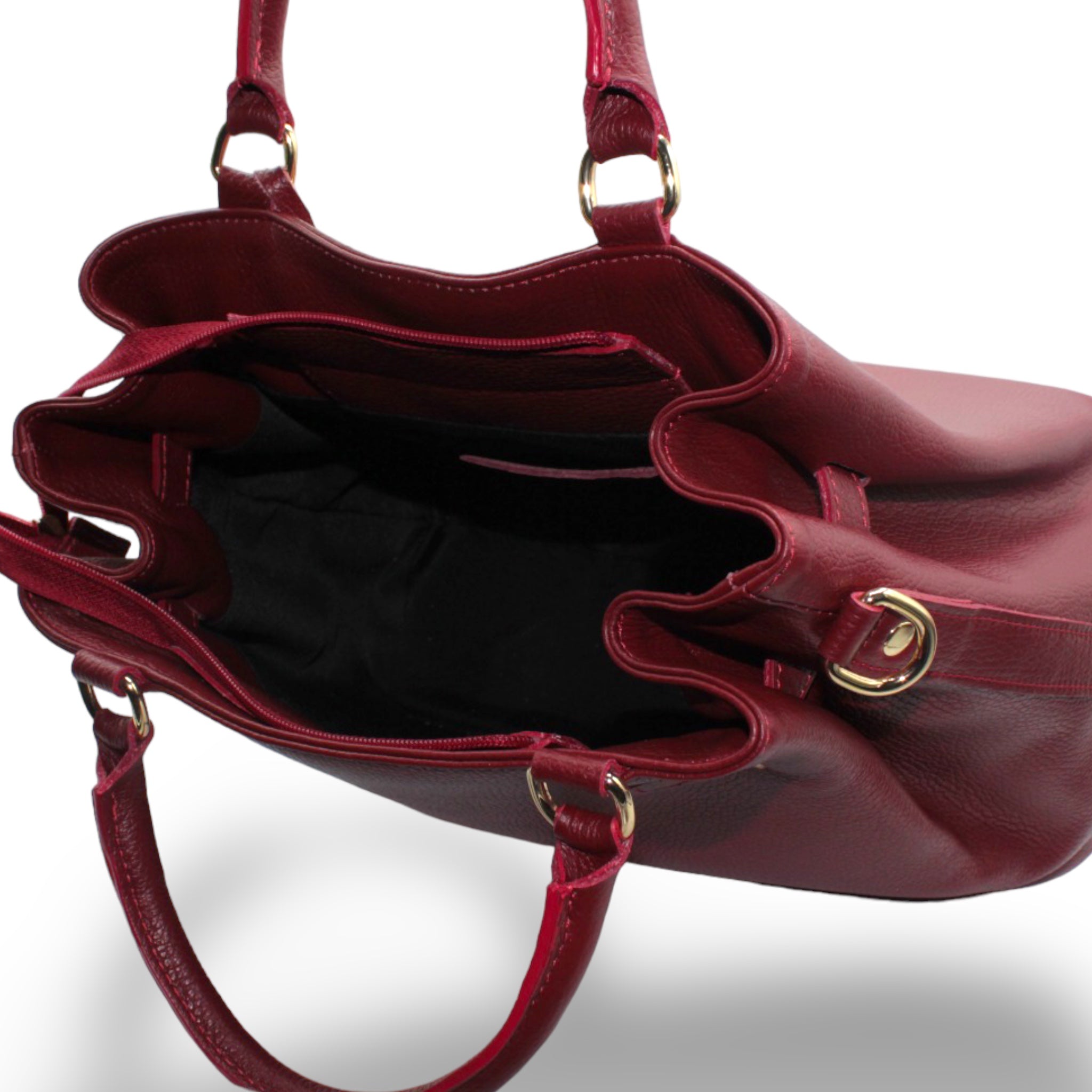 Borsa in Pelle Flower Bordeaux