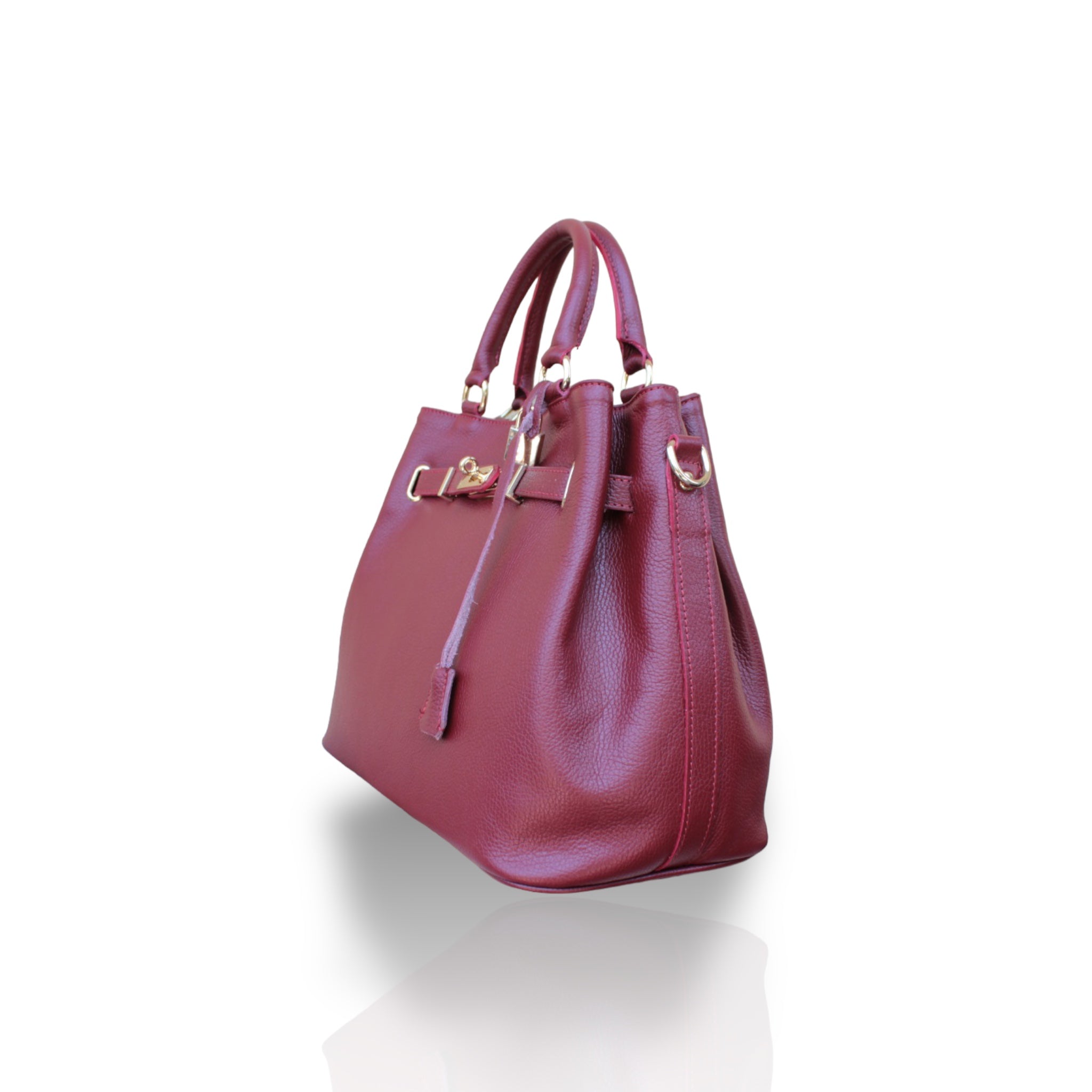 Borsa in Pelle Flower Bordeaux