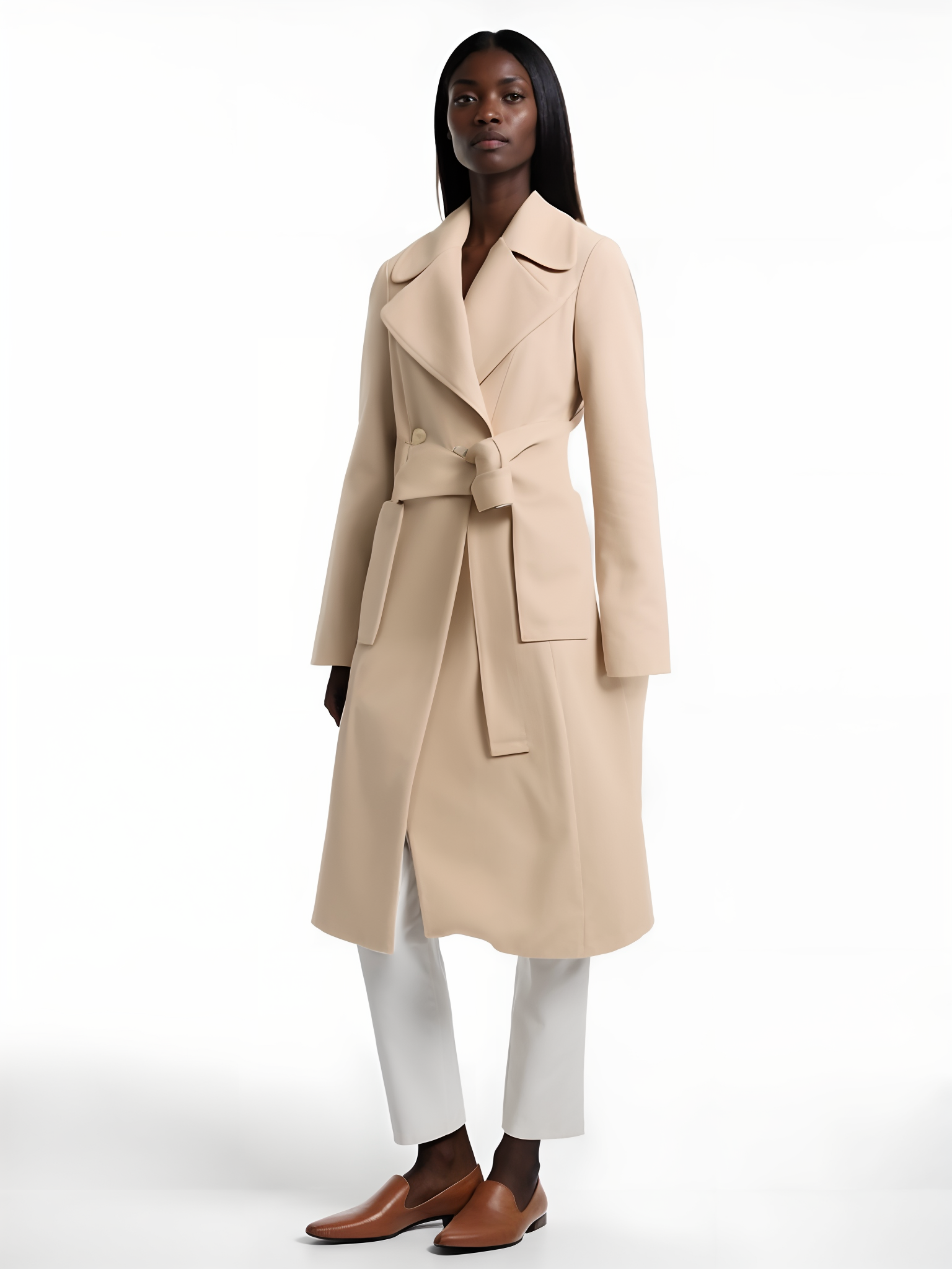 Cappotto Classico Donna Cintura Camel