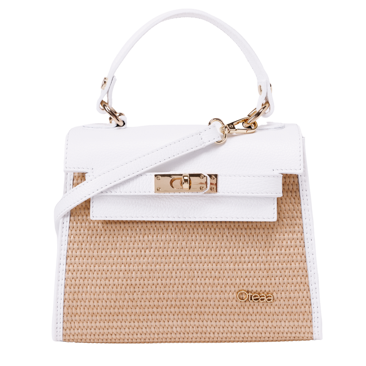 Gaia White Wicker Handbag - Oteaa